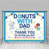 Aperturee - Aperturee Blue Stripe Donuts With Dad Happy Fathers Day Backdrop
